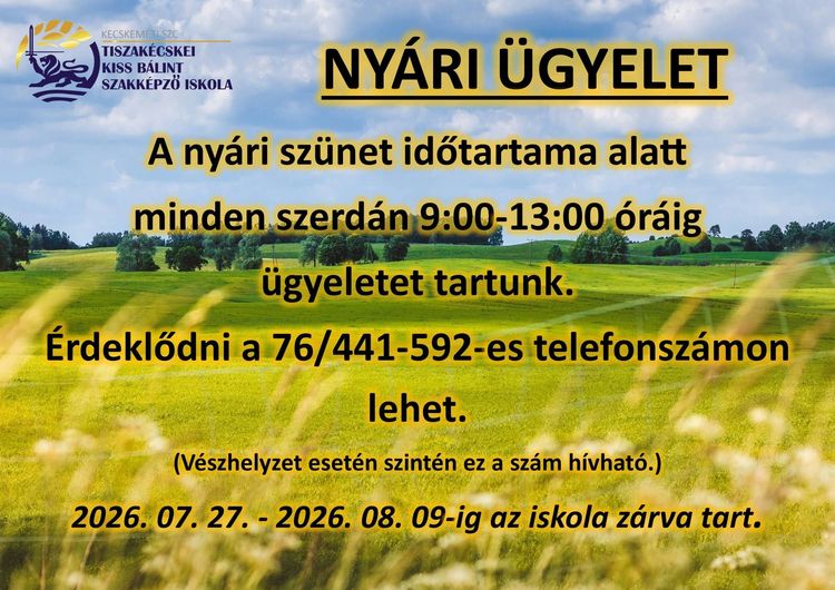 NYÁRI ÜGYELET